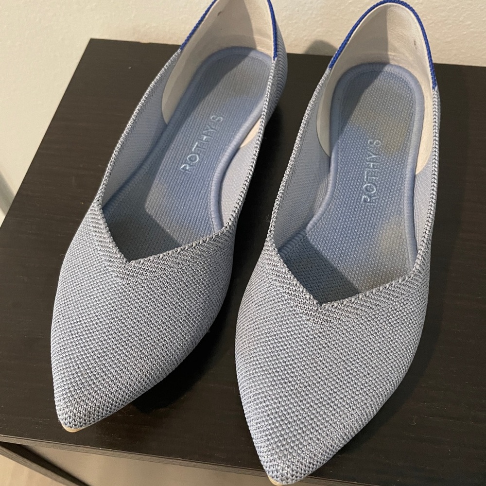 Rothy’s The Point Something’s Blue Metallic- gently used. Size 7.5